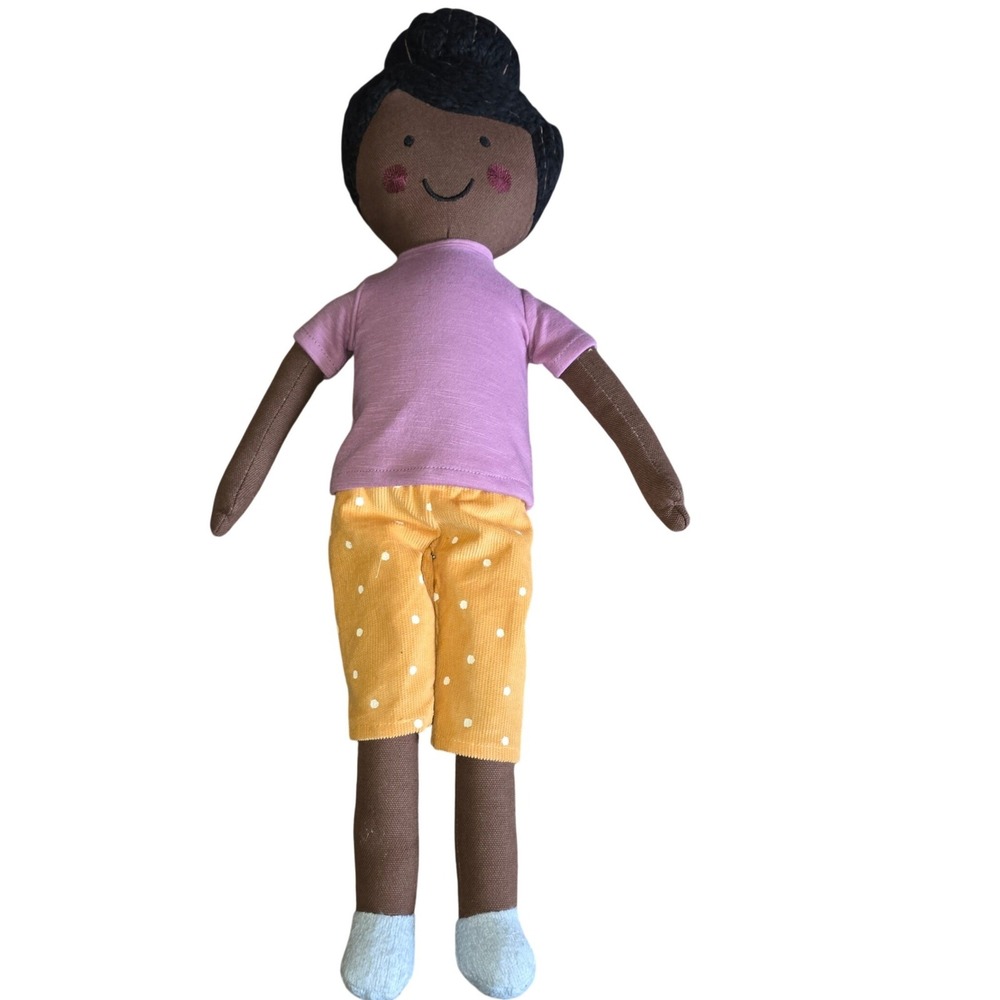 Pillowfort Target Fabric Doll Pillow Lavender Shirt Yellow Polka Dots 20"